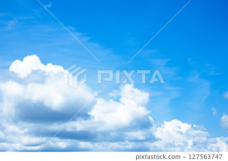 A simple landscape of blue sky and white clouds 127563747