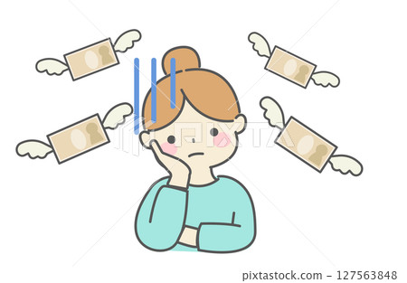 一位因經濟拮据而苦苦掙扎的女性 127563848