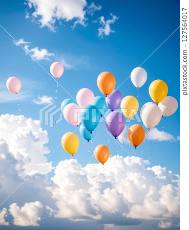 Balloons dancing in the sky 127564017