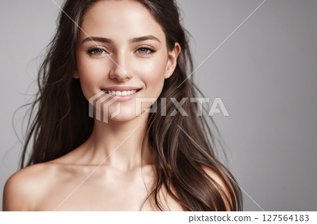 A beautiful woman portrait, studio shoot. Generative AI. 127564183