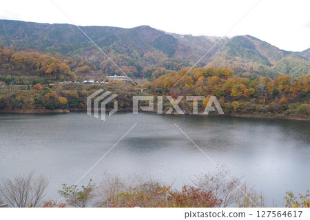 View of Lake Ryuhime at Nukui Dam in Akiota Town 127564617