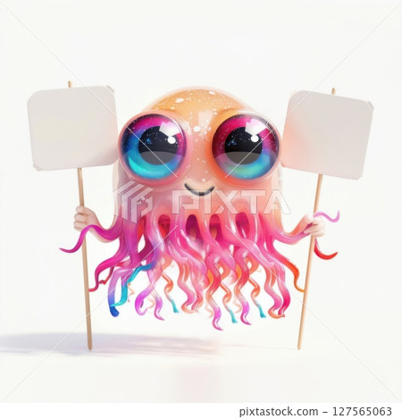 jellyfish gripping a blank sign, great for creating custom messages for ocean-themed gatherings, marine festivals, or aquatic invitations. jellyfish gripping a blank sign, great for creating custom messages for ocean-themed gatherings, marine festivals, or aquatic invitations. 127565063