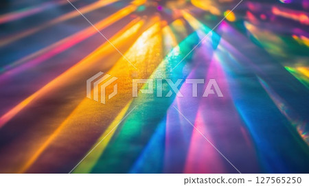 Colorful rainbow light rays creating an abstract background 127565250