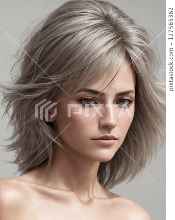 A beautiful woman portrait, studio shoot. Generative AI. 127565362