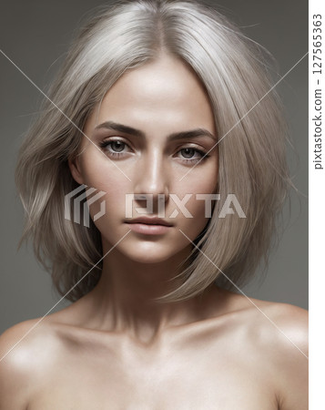 A beautiful woman portrait, studio shoot. Generative AI. 127565363