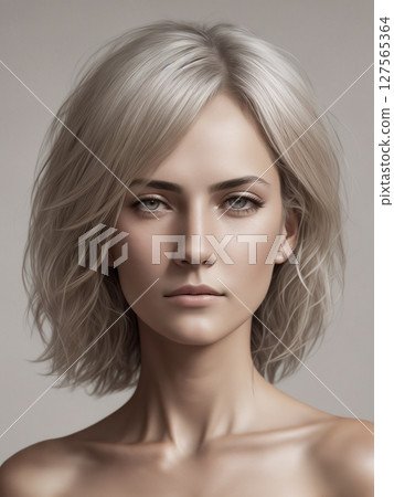 A beautiful woman portrait, studio shoot. Generative AI. 127565364