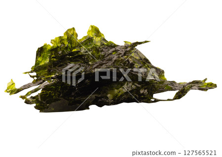 Shredded seaweed pile on white background Shredded seaweed pile on white background 127565521