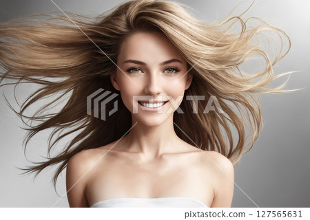 A beautiful woman portrait, studio shoot. Generative AI. 127565631