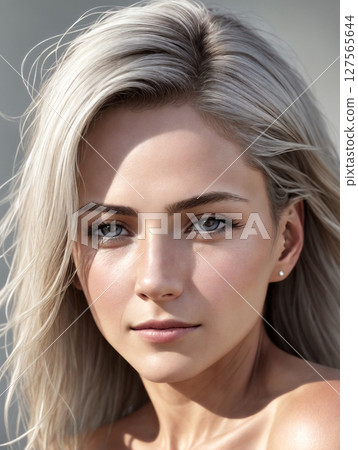 A beautiful woman portrait, studio shoot. Generative AI. 127565644