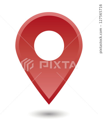 Illustration material: Map pin vector 3D orange red red pin point. pin l 127565716