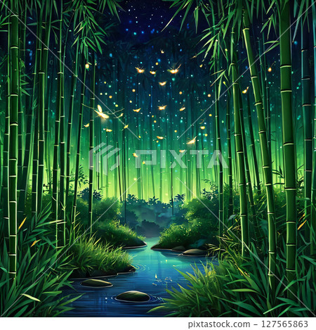 Scenery with bamboo grove 127565863