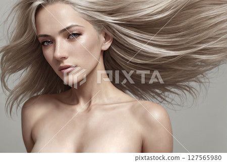 A beautiful woman portrait, studio shoot. Generative AI. 127565980