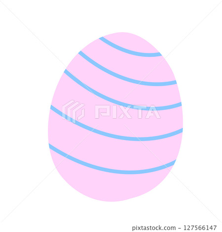 Minimal pastel pink Easter egg decorated with curved blue stripes, suitable for holiday art, greeting cards, and spring decor. 127566147