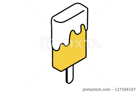 牛奶冰淇淋的簡單線條畫插圖,夏季等距插圖 牛奶冰淇淋的簡單線條畫插圖,夏季等距插圖 127566197