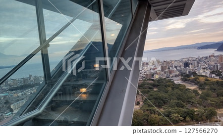 A panoramic view of Beppu Bay from Global Tower 127566270