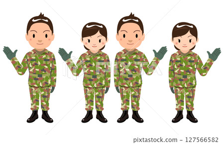 Self-Defense Forces - Illustration of male and female Self-Defense Force members 127566582