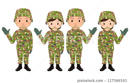 Self-Defense Forces - Illustration of male and female Self-Defense Force members 127566583
