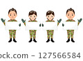 自衛隊 一名男女自衛隊軍官舉著標語牌的插圖 127566584