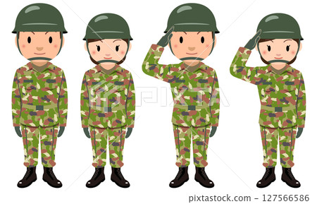 Self-Defense Forces - Illustration of male and female Self-Defense Force members 127566586