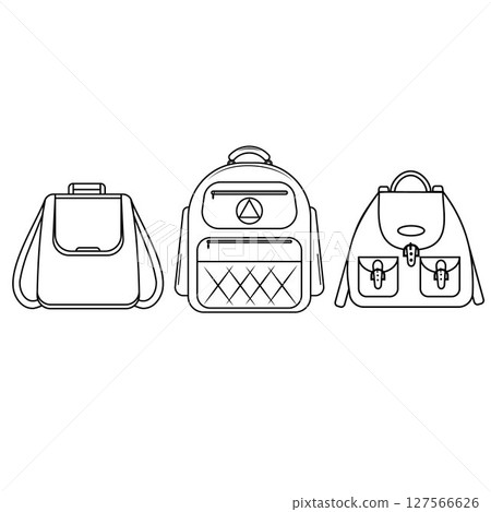 Sketch of a rucksack. Backpack isolated on white background. Vector illustration of a sketch style. 127566626