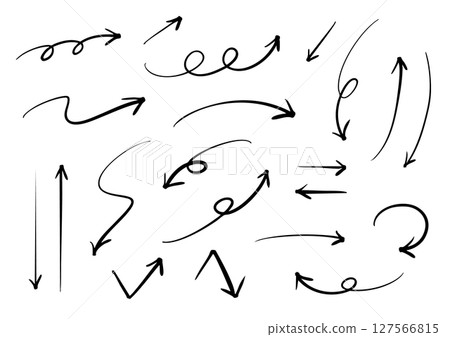 Vector pen hand drawn arrows set black and white 127566815