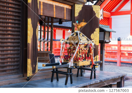 Golden mikoshi decor at Sumiyoshi Taisha Shrine, Osaka 127567003