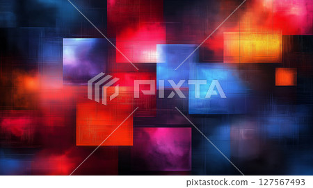Abstract colorful digital art with vibrant squares and hues Abstract colorful digital art with vibrant squares and hues 127567493