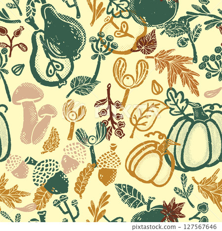 seamless pattern with pumpkins 127567646