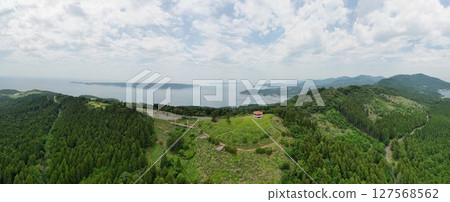 Aerial view of Oshika town in early summer 127568562