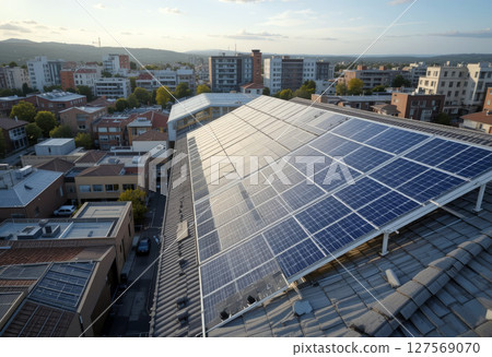 Clean Power, Solar Panel on Rooftops. 127569070