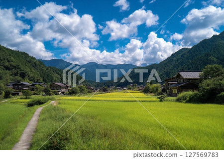 Beautiful scenery of Satoyama in Japan (Countryside, Travel, Background) 127569783