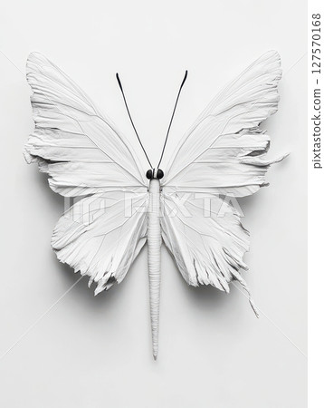 Elegant White Butterfly Wings Monochrome Art Nature Design Minimalist Still Life Photography Graphic 127570168