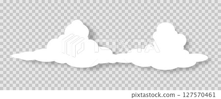 Silhouette of a double fluffy cloud with a shadow on a transparent background. Silhouette of a double fluffy cloud with a shadow on a transparent background. 127570461