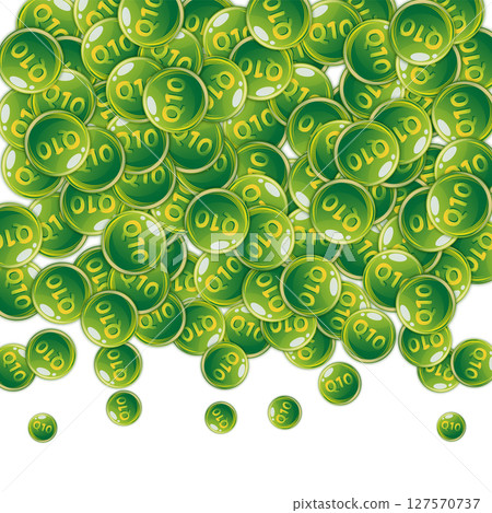 Vitamin Q10 round capsules scattered randomly. Vitamin Q10 round capsules scattered randomly. 127570737