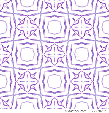 Hand painted tiled watercolor border. Purple 127570794