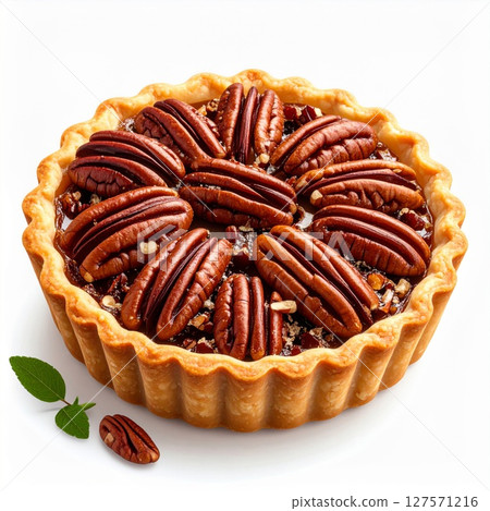 Pecan Pie on White Background 127571216