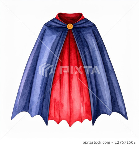 Watercolor Illustration of a Red and Blue Cape 127571502