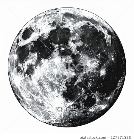 Grayscale Detailed Moon Surface Image 127571528