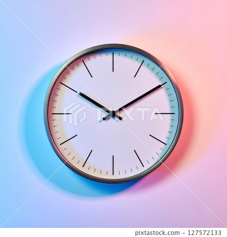 Round Analog Clock on Pastel Background 127572133