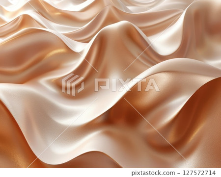Elegant rose gold satin folds create a smooth, luxurious abstract background perfect for high-end design, fashion branding, or glamorous beauty visuals 127572714