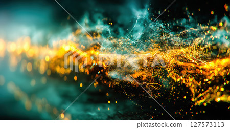 Golden glitter wave on black background Golden glitter wave on black background 127573113