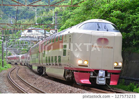 東海道本線 睡川-早川 JR 東海 285 系列 I4 號列車(大垣)日出 瀨戶出雲 東海道本線 睡川-早川 JR 東海 285 系列 I4 號列車(大垣)日出 瀨戶出雲 127573233