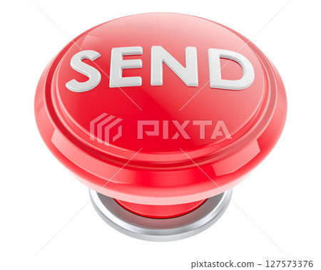 SEND red push button. 3D rendering 127573376