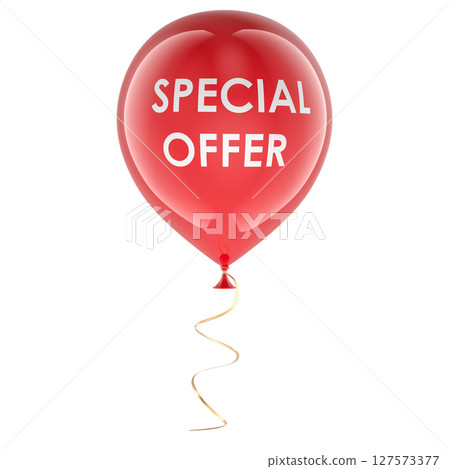 Special Offer concept with red balloon. 3D rendering Special Offer concept with red balloon. 3D rendering 127573377