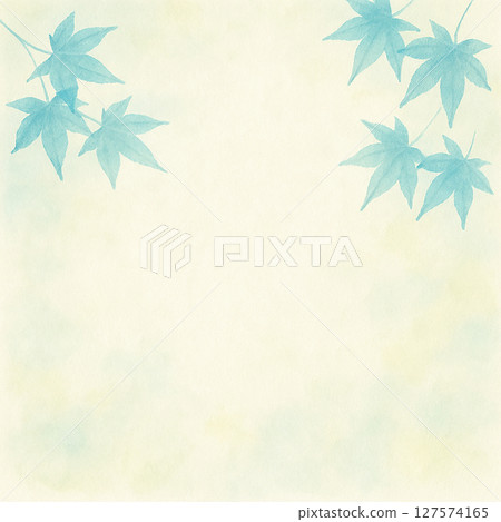 清新的綠色楓葉水彩畫框 127574165