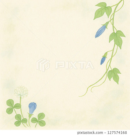牽牛花與三葉草清爽水彩角框 127574168