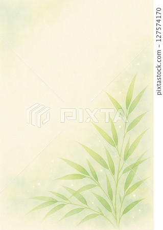 竹子在涼風中搖曳的水彩背景 127574170