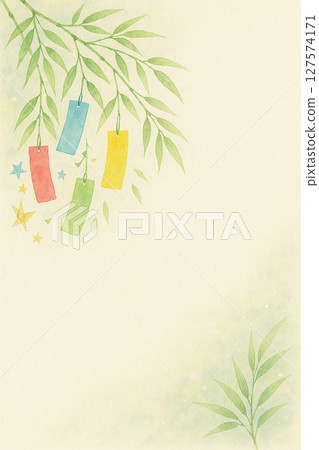 Watercolor bamboo decoration background for Tanabata wishes Watercolor bamboo decoration background for Tanabata wishes 127574171