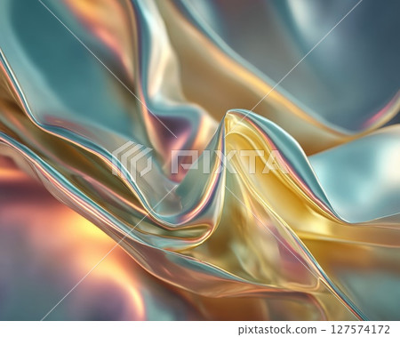 Iridescent Teal Gold Fabric Texture Abstract Background 127574172