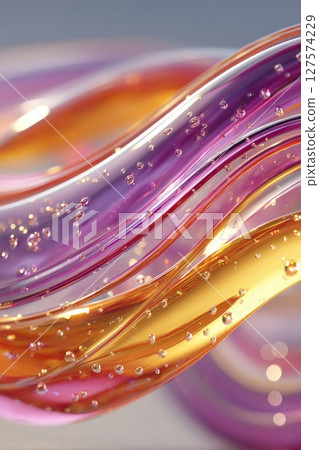 Abstract Fluid Waves Background with Orange Pink and Purple 127574229